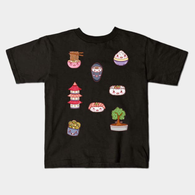 kawaii sushi Kids T-Shirt by timegraf